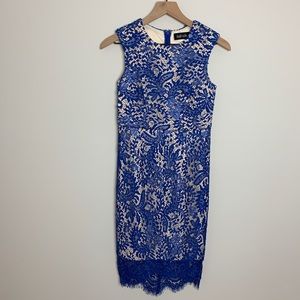 Blue lace midi dress